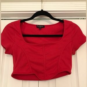 Red Corset Style Crop Top